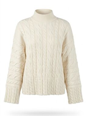 SHEIN Cream Cable Turtleneck Knit Sweater